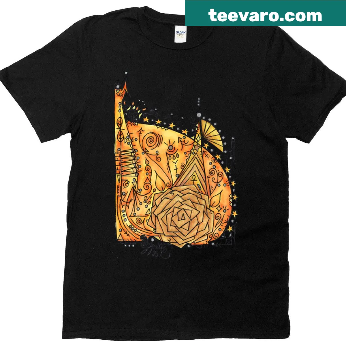 Joyful Golden Joy T-shirt with whimsical design — on a men's t-shirt