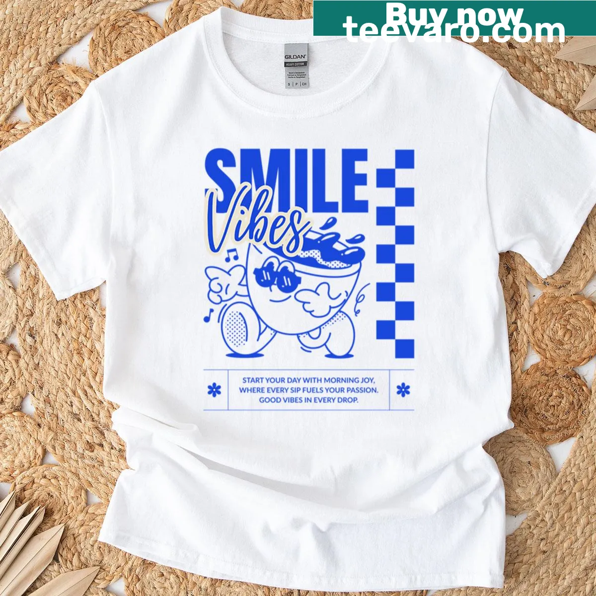 Positive vibe typography design on a casual T-shirt — on a men's t-shirt