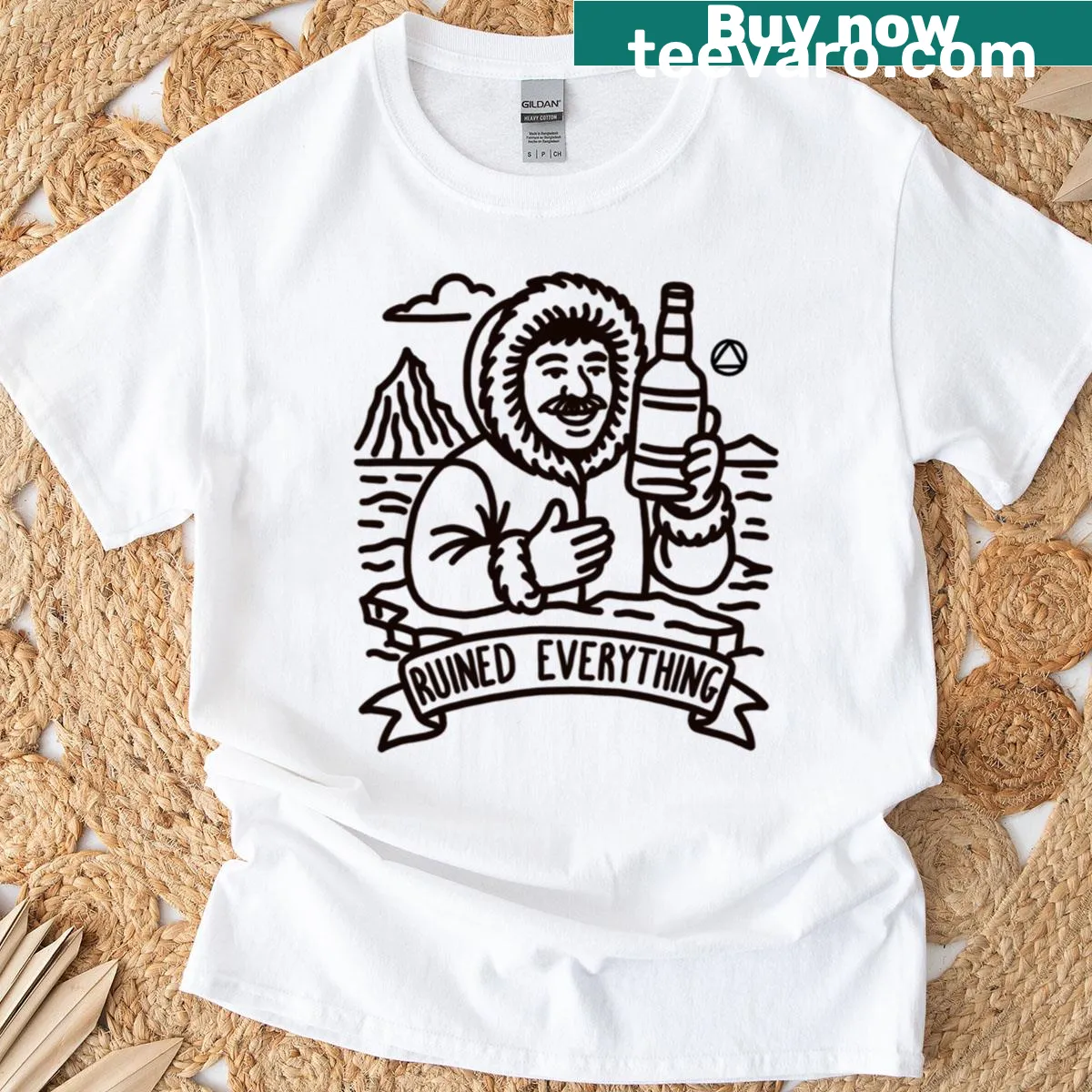 T-shirt featuring a realistic depiction of the Greenland Ice Cap — on a men's t-shirt