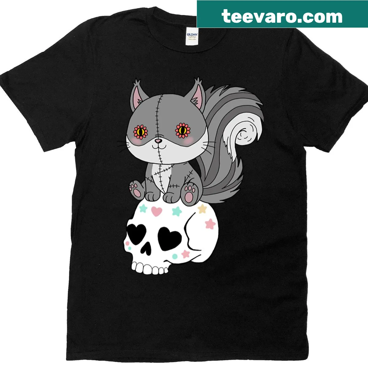 Illustrative t-shirt featuring a playful grey squirrel design. — on a men's t-shirt