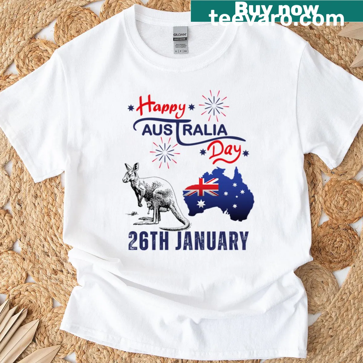 Festive T-shirt celebrating Australia Day 2026 — on a men's t-shirt