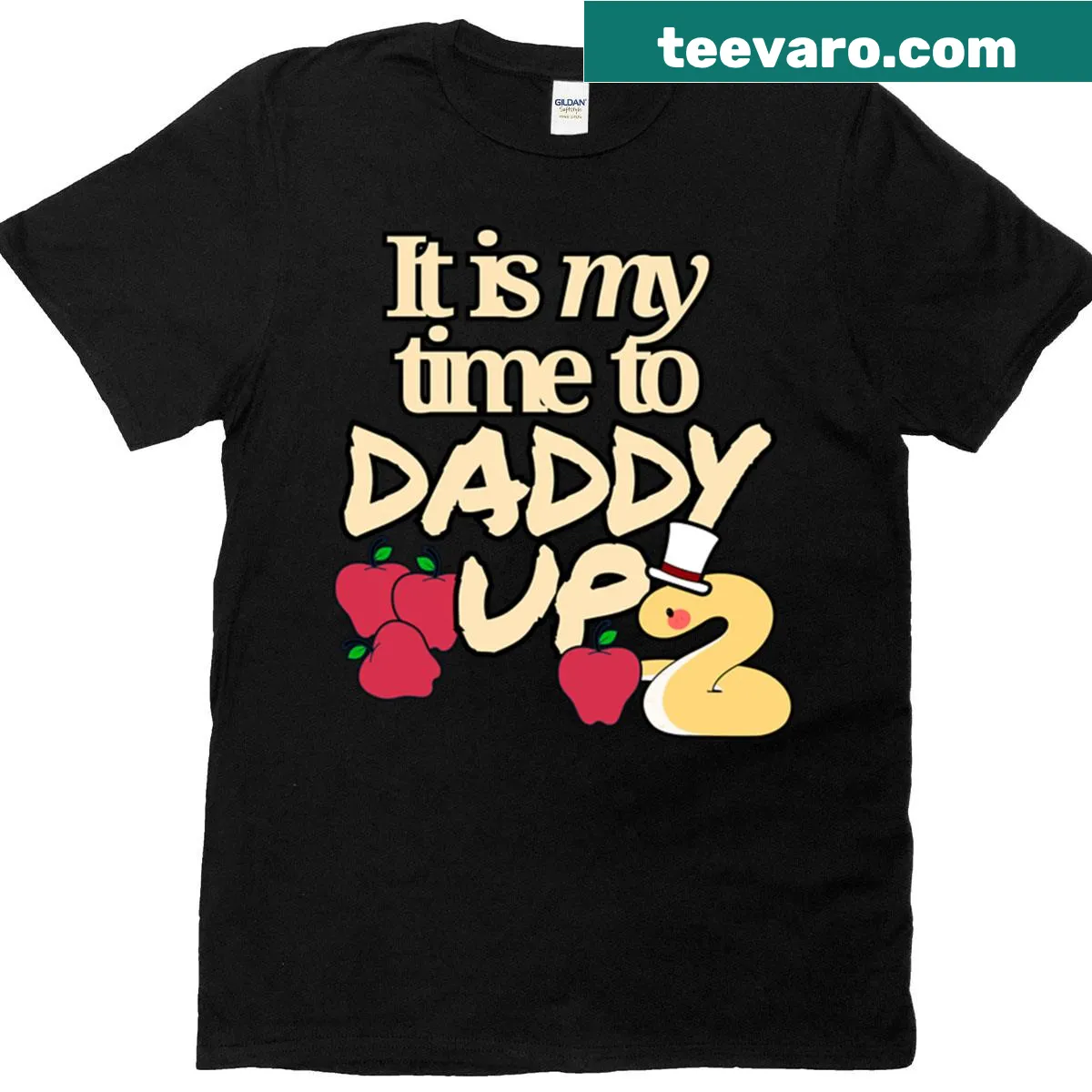 Illustrated T-shirt featuring Daddy Up Snek from Hazbin Hotel — on a men's t-shirt