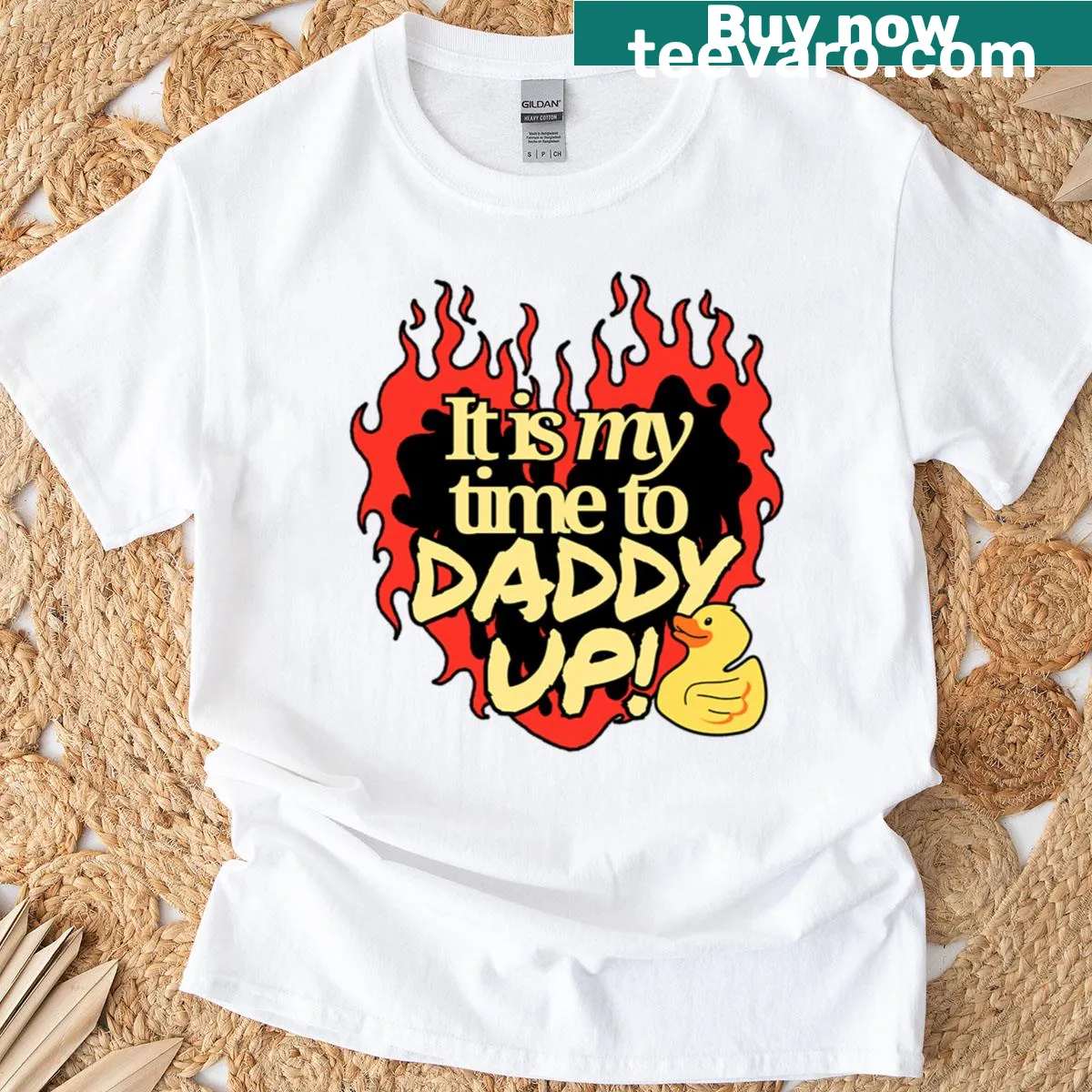 T-shirt with the playful phrase 'It Is My Time To Daddy Up' inspired by Hazbin Hotel — on a men's t-shirt