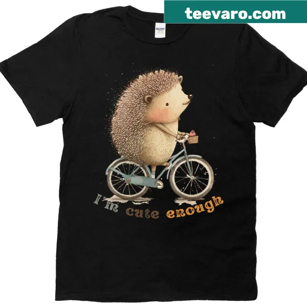 Illustration of a hedgehog riding a bike on a t-shirt
