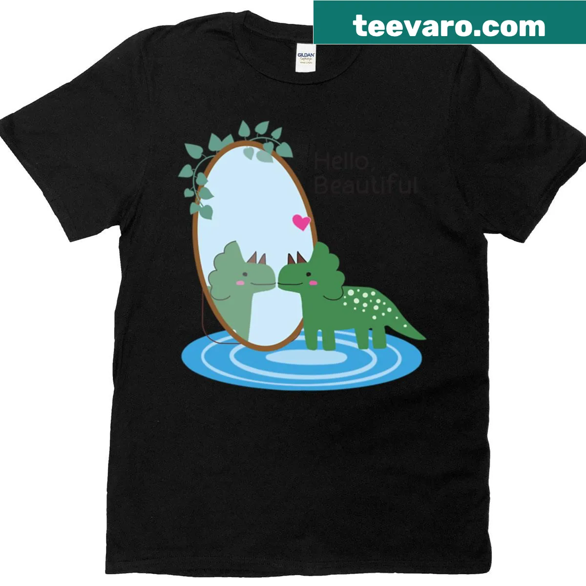 Hello Beautiful text T-shirt for self-love and positivity — on a men's t-shirt
