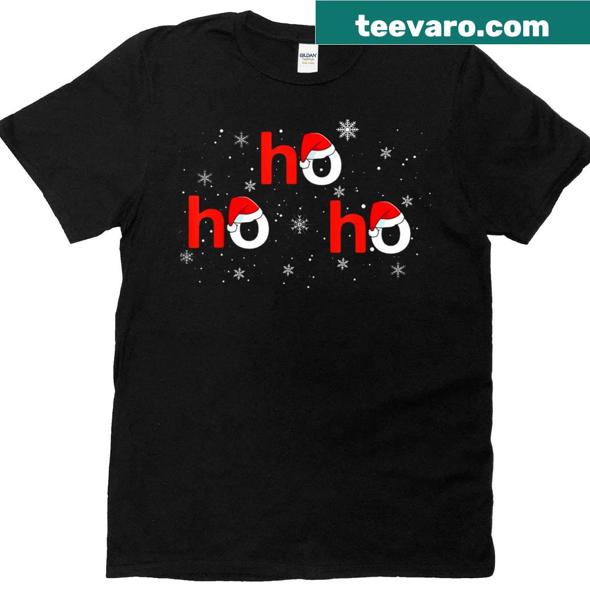 Funny Santa Christmas T-shirt with a 'Ho Ho Ho' graphic for all ages — on a men's t-shirt