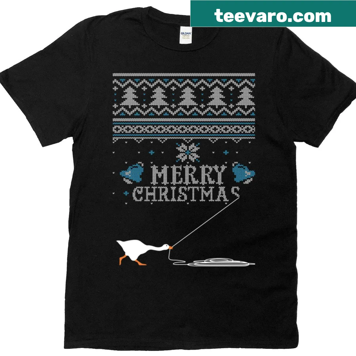 Funny Christmas T-shirt with horn graphic — on a men's t-shirt