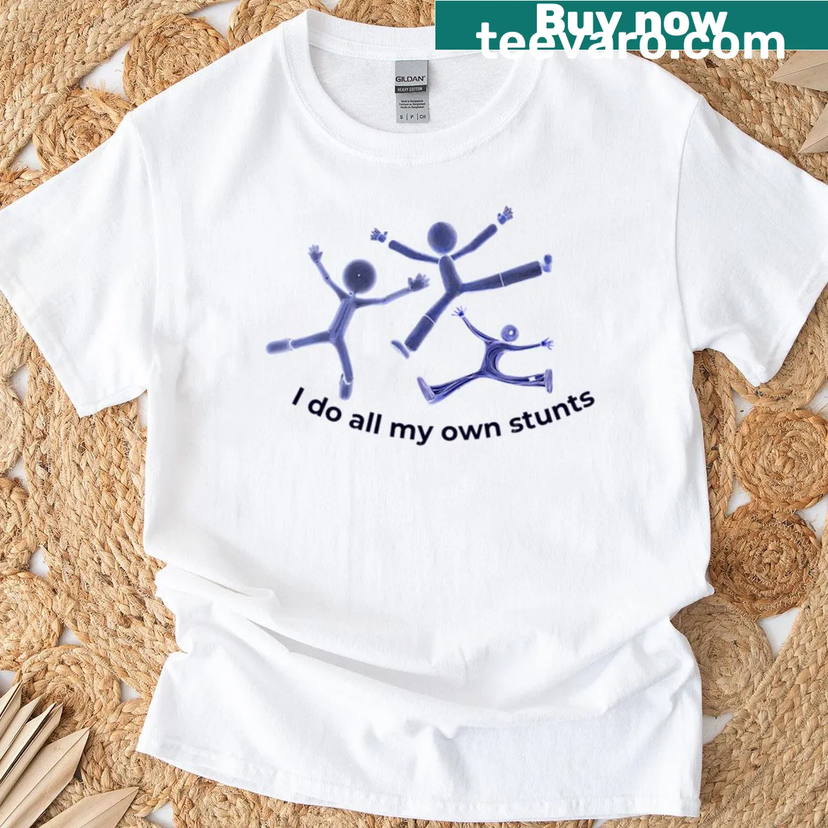 Funny T-shirt with the phrase 'I Do All My Own Stunts' — on a men's t-shirt