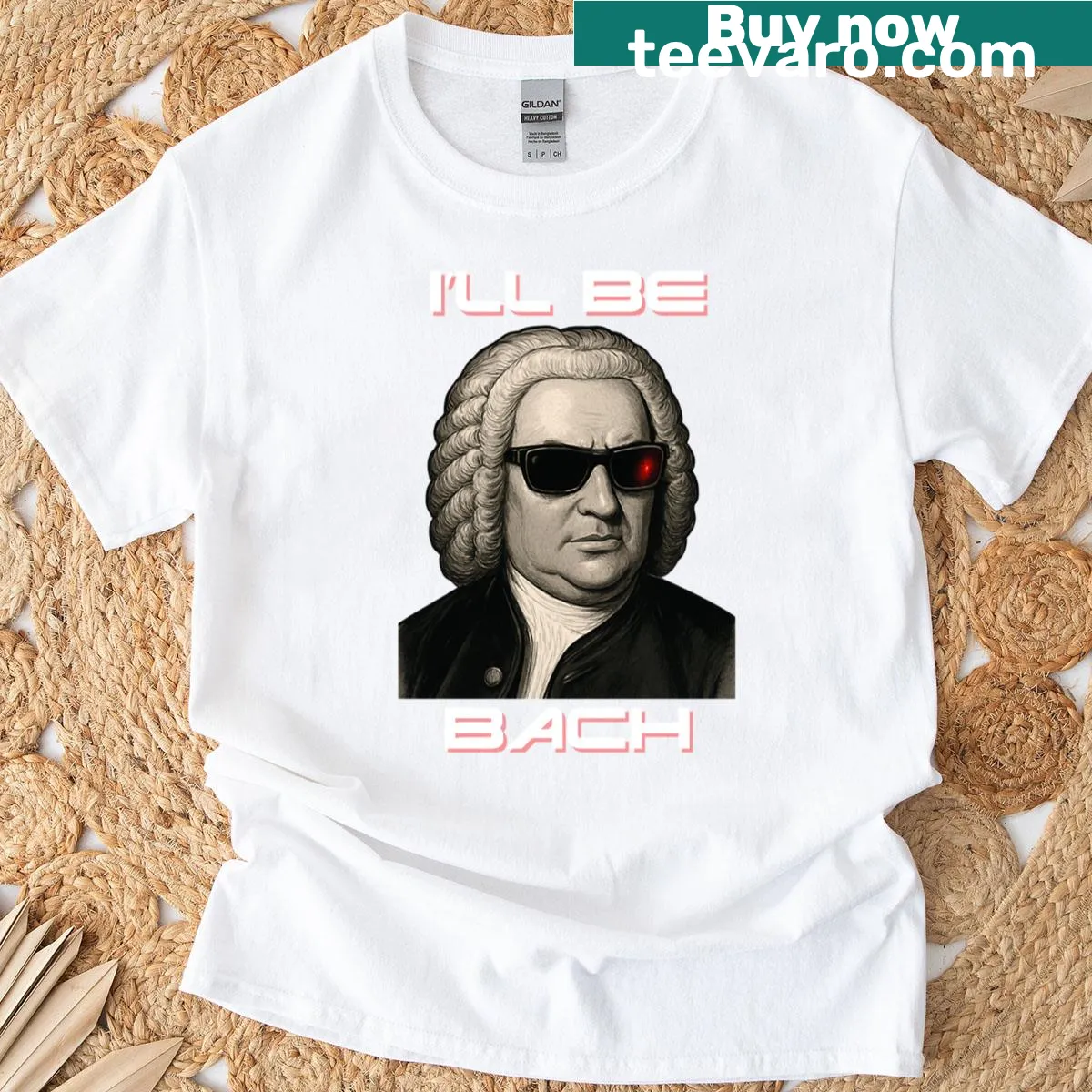 Funny t-shirt with the phrase 'I'll Be Bach' in a cartoon style. — on a men's t-shirt