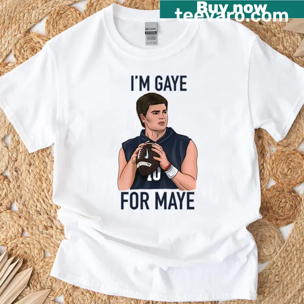 Funny t-shirt with the phrase 'I'm Gaye For Maye' in playful typography