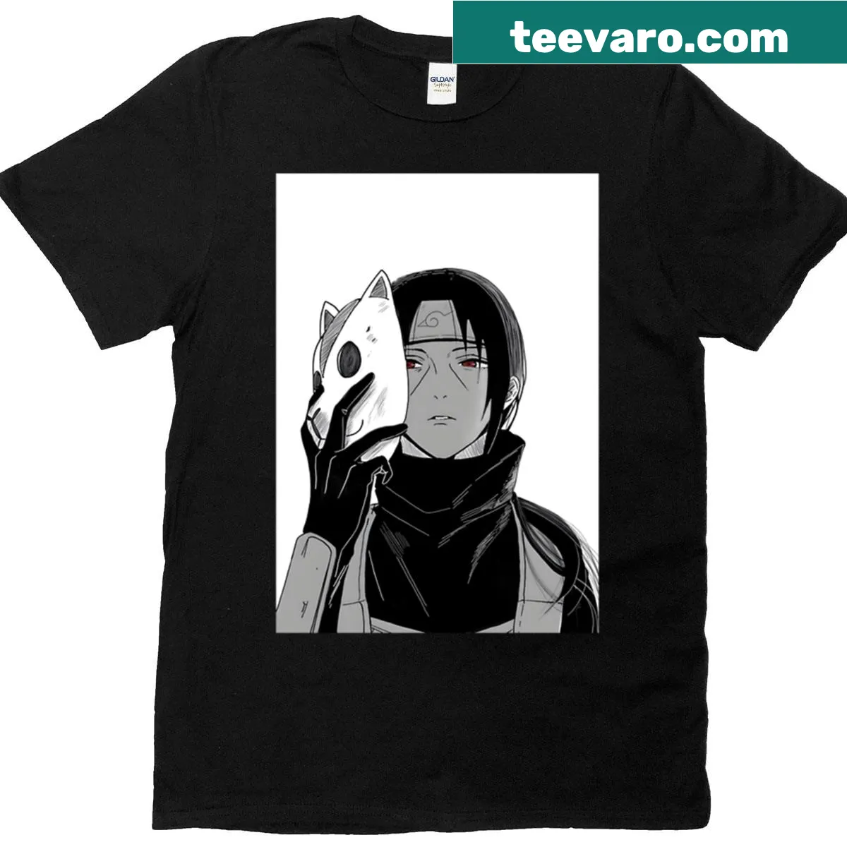 Itachi T-shirt with bold graphic design — on a men's t-shirt