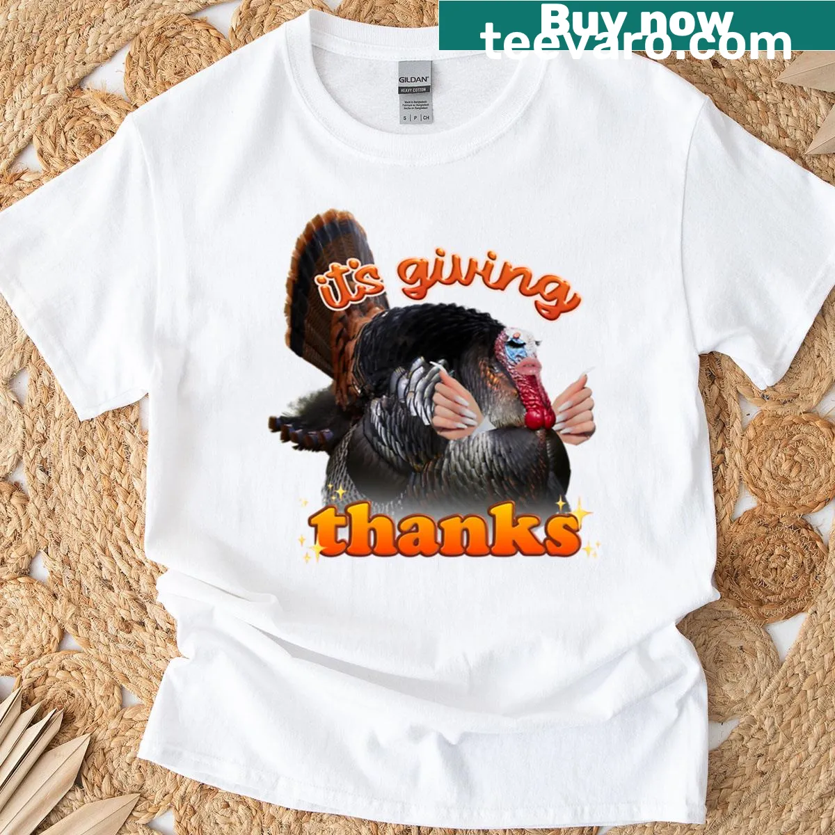 Whimsical Thanksgiving turkey illustration on a t-shirt — on a men's t-shirt
