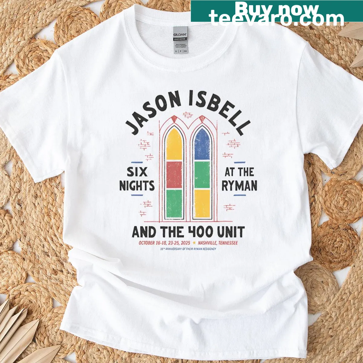 Vintage-style Jason Isbell merch t-shirt with bold text design — on a men's t-shirt