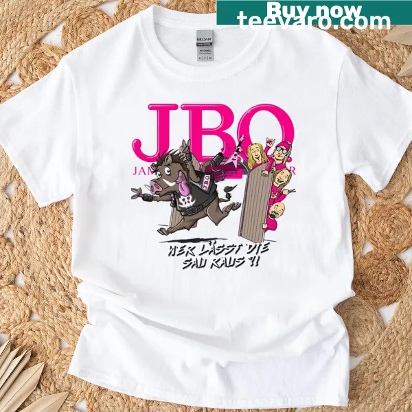 Funny T-shirt with the phrase 'Jbo Bands Art' in playful typography