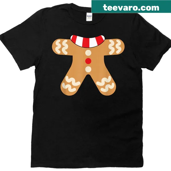 Cute gingerbread man graphic on a kids Christmas t-shirt