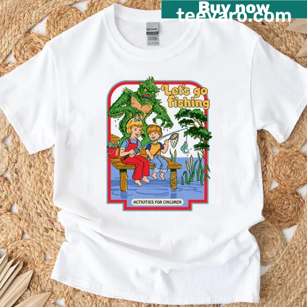 T-shirt with a cheerful fishing slogan inviting adventure