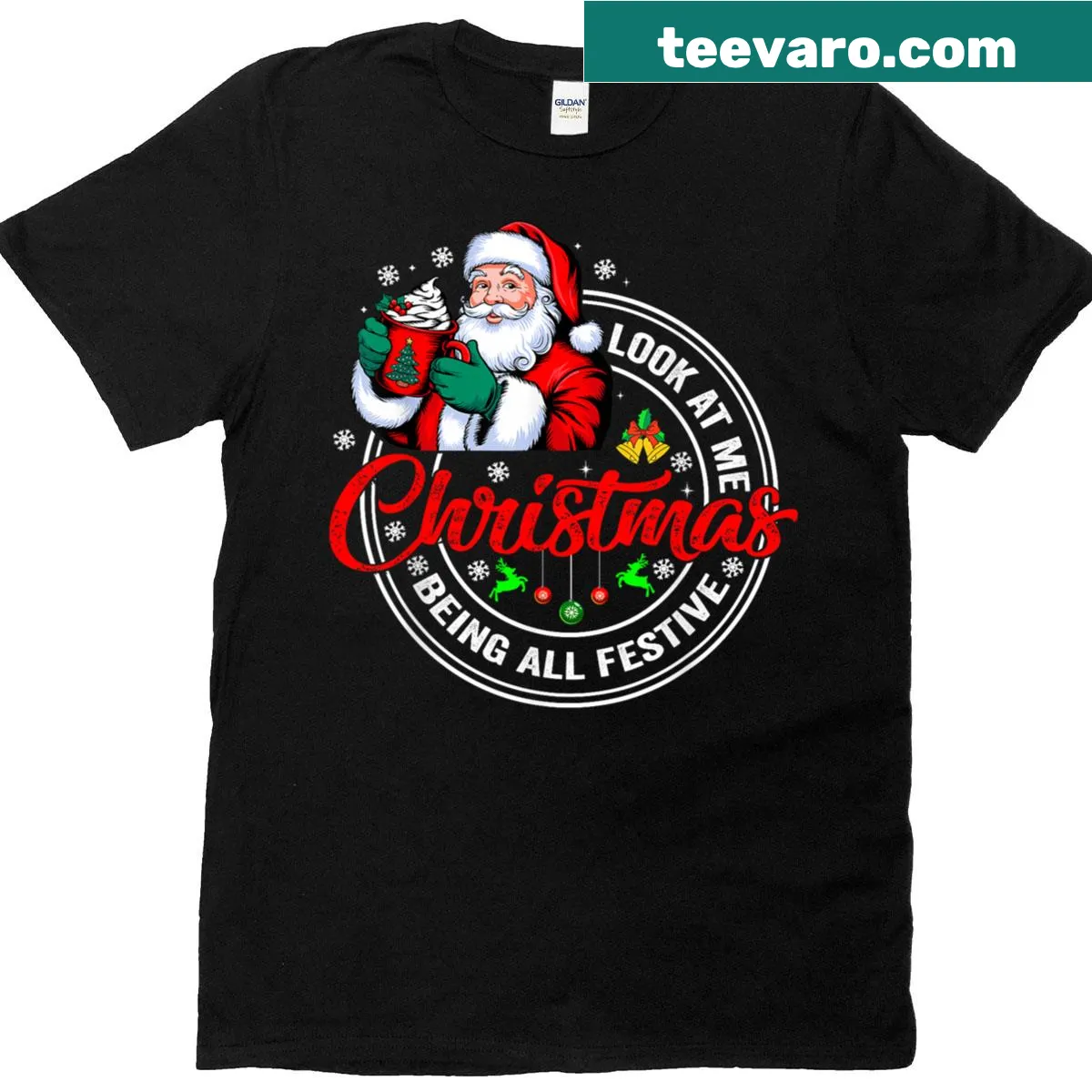 Funny Christmas family T-shirt with festive text — on a men's t-shirt