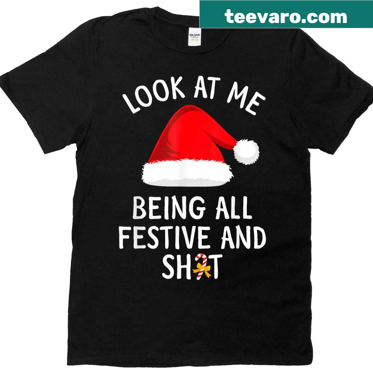 Funny Christmas pajama T-shirt with festive text design — on a men's t-shirt
