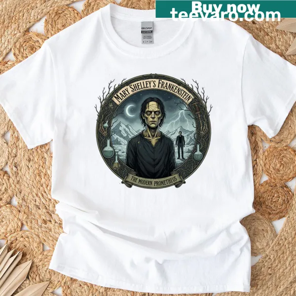Mary Shelley's Frankenstein t-shirt with bold typography