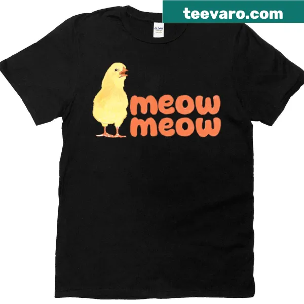 Cartoon cat-themed T-shirt with a humorous 'Meow Meow Bbokari' graphic