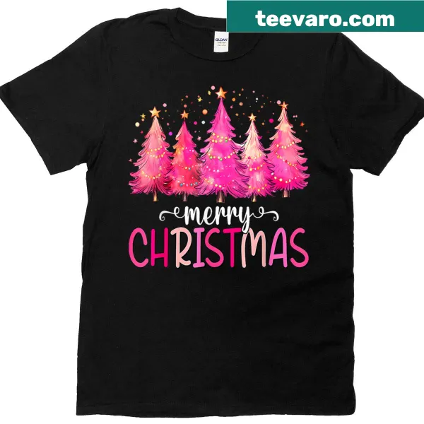 Cheerful Christmas tree graphic on T-shirt