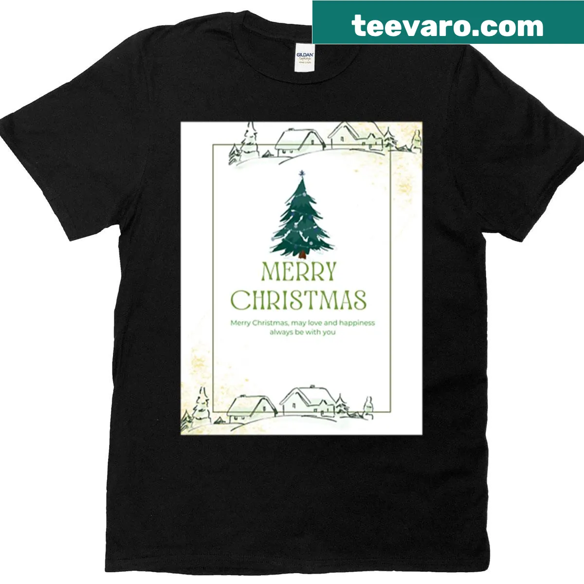 Vintage-style Christmas flyer graphic on a casual t-shirt — on a men's t-shirt