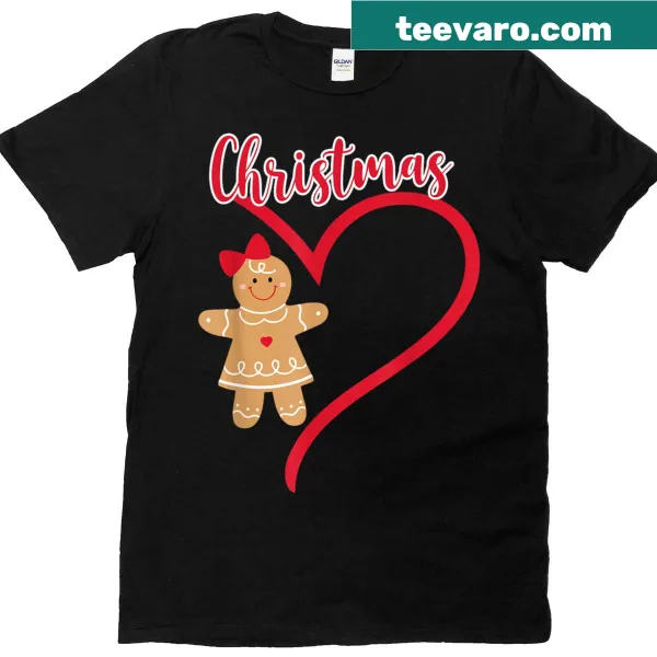 Gingerbread couple graphic on Christmas T-shirt