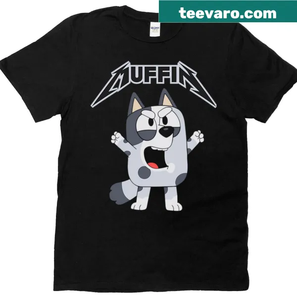Whimsical Metal Muffin t-shirt featuring a cute muffin character