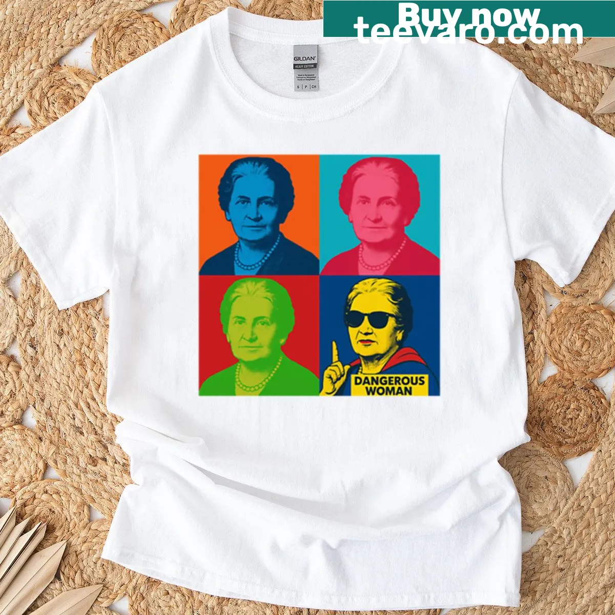 Pop art t-shirt celebrating the concept of a 'Dangerous Woman' — on a men's t-shirt