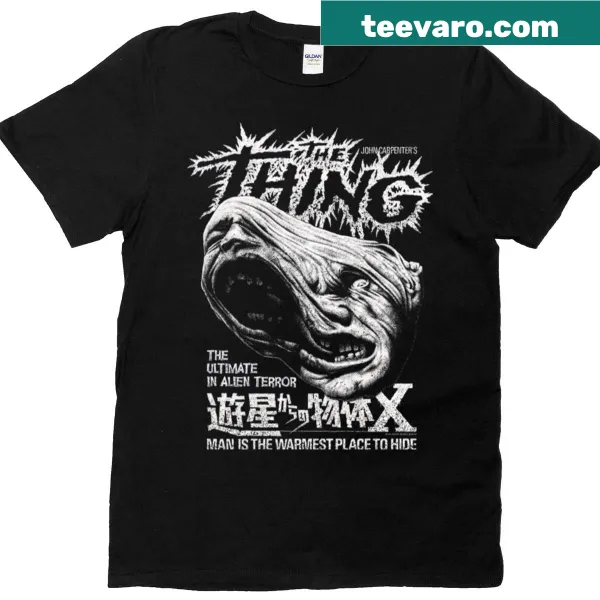 Retro horror-themed T-shirt featuring ghosts and monsters from classic films