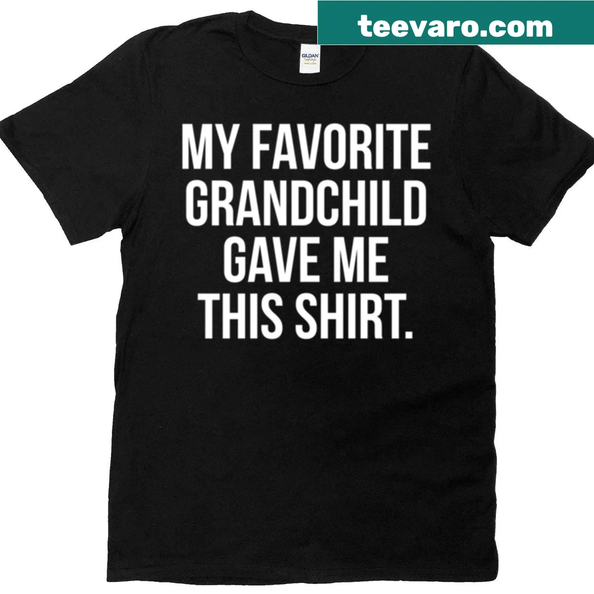 Funny t-shirt for grandparents with 'My Favorite Grandchild Gave Me This' phrase — on a men's t-shirt