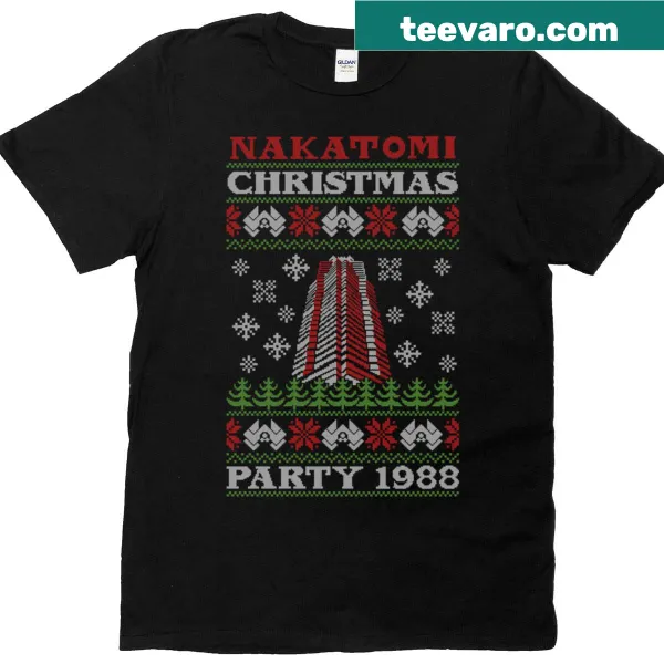 Nakatomi Plaza Christmas party t-shirt with knitted style graphic