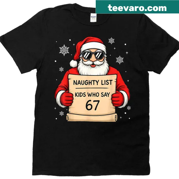 Funny Christmas t-shirt for kids with Naughty List theme and text