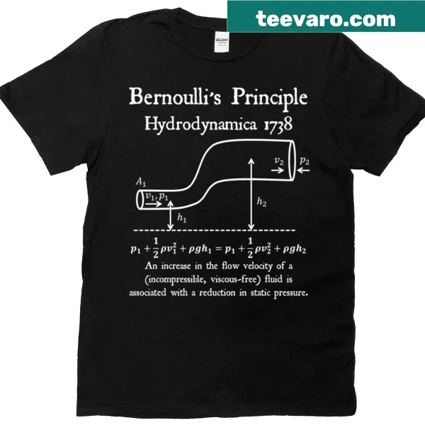 Vintage design featuring Bernoulli's Principle on a t-shirt.