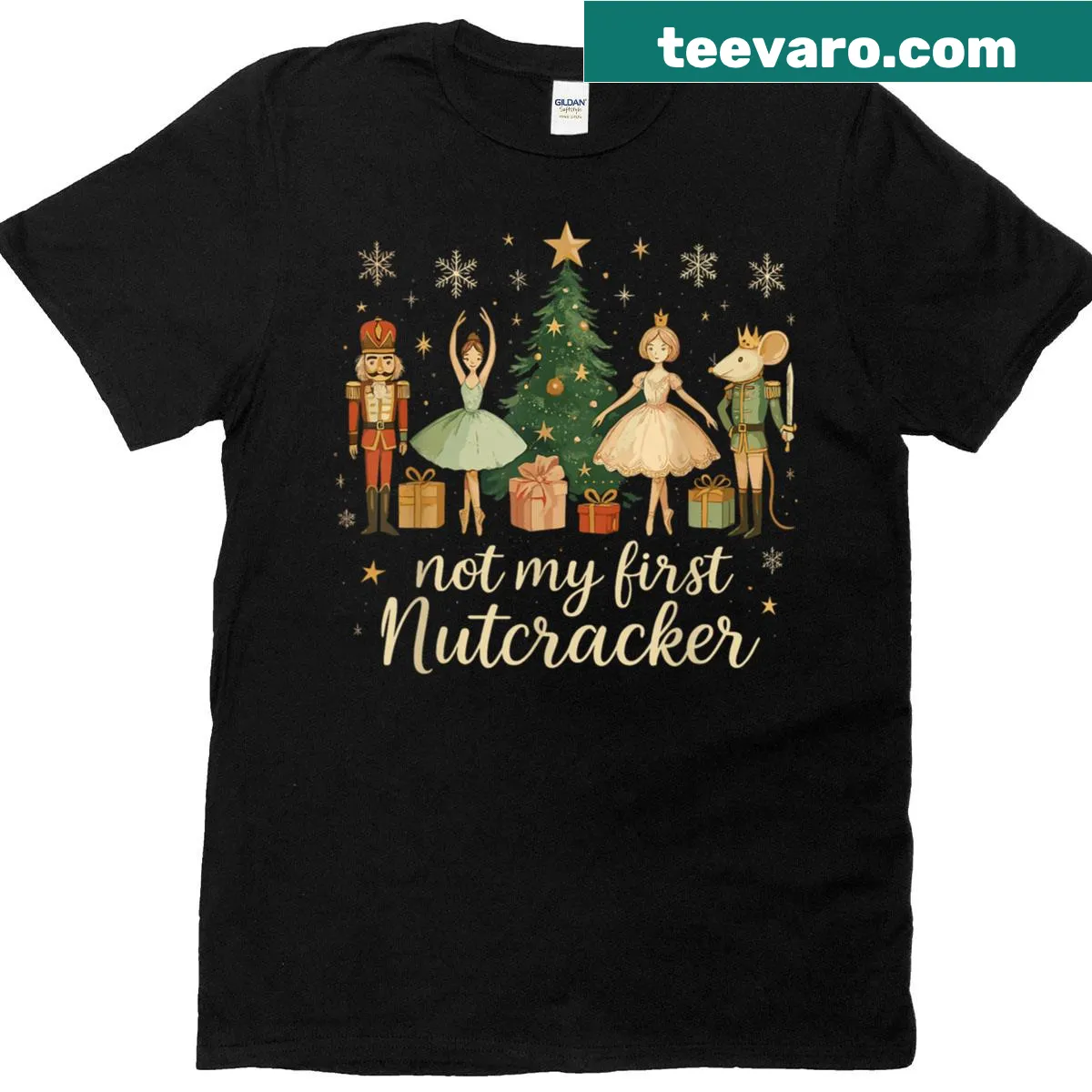 Nutcracker-themed Christmas t-shirt with whimsical text — on a men's t-shirt