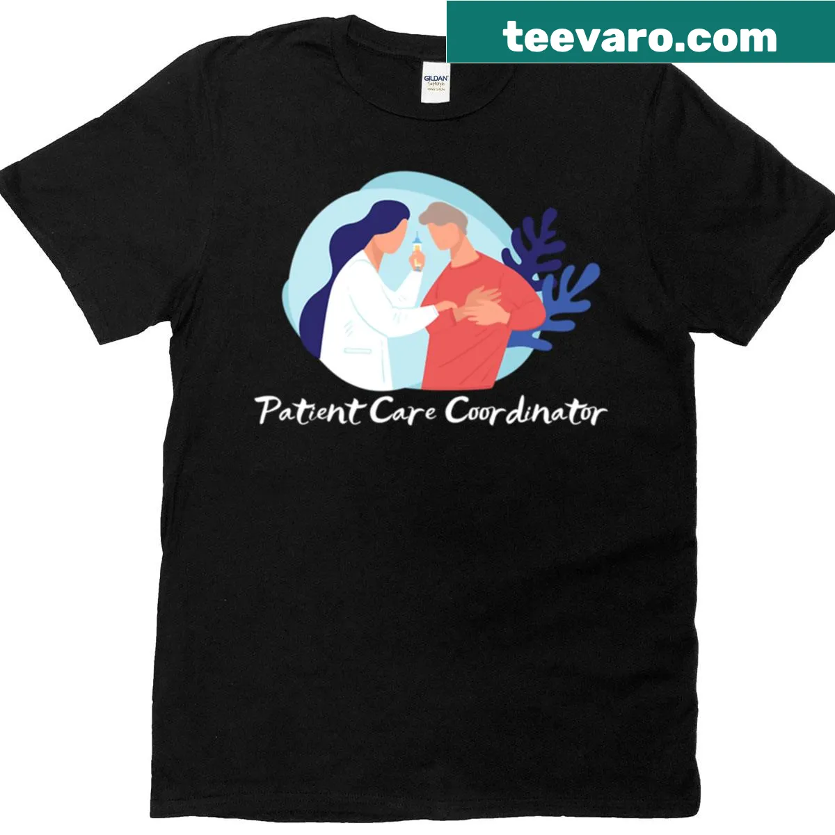 T-shirt with 'Patient Care Coordinator' logo design — on a men's t-shirt