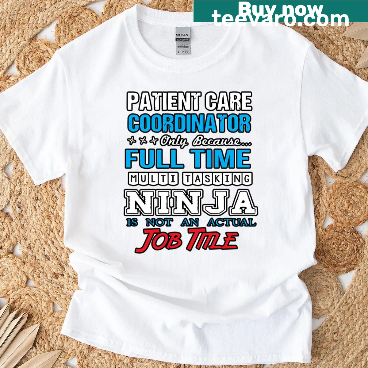 Text-based design for Patient Care Coordinator in a simple style. — on a men's t-shirt
