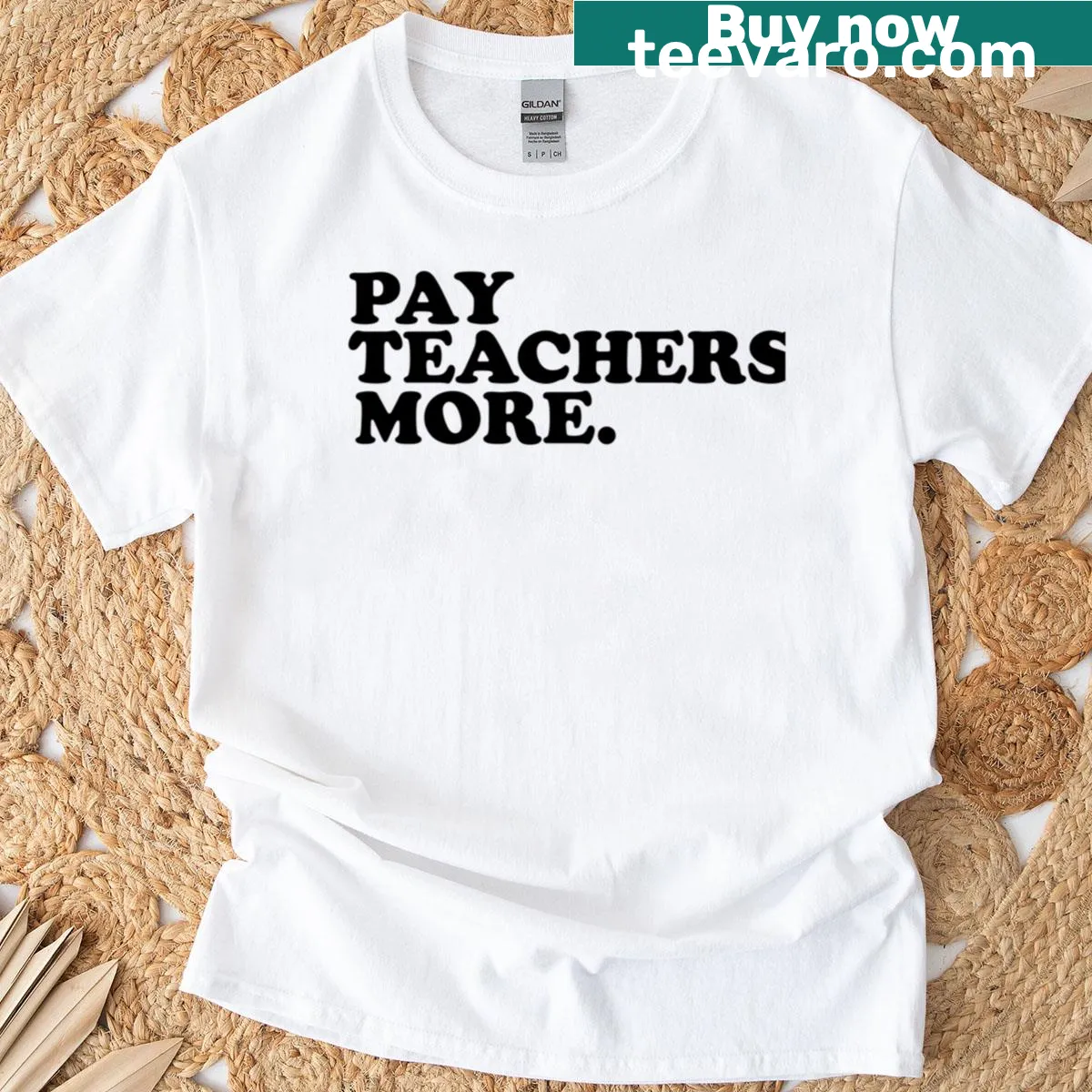 Bold typography shirt advocating for teachers' pay — on a men's t-shirt