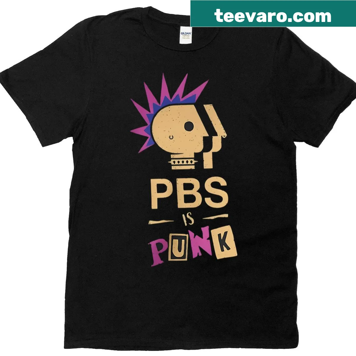 Retro PBS Is Punk design T-shirt — on a men's t-shirt