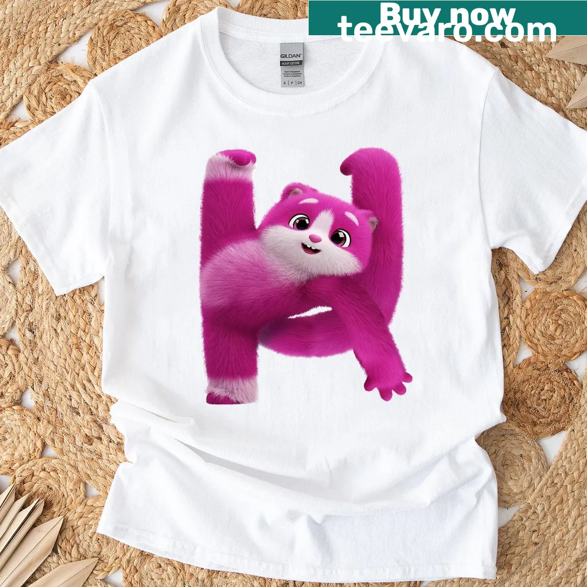 T-shirt featuring plushies surrounding the letter X in a playful design — on a men's t-shirt