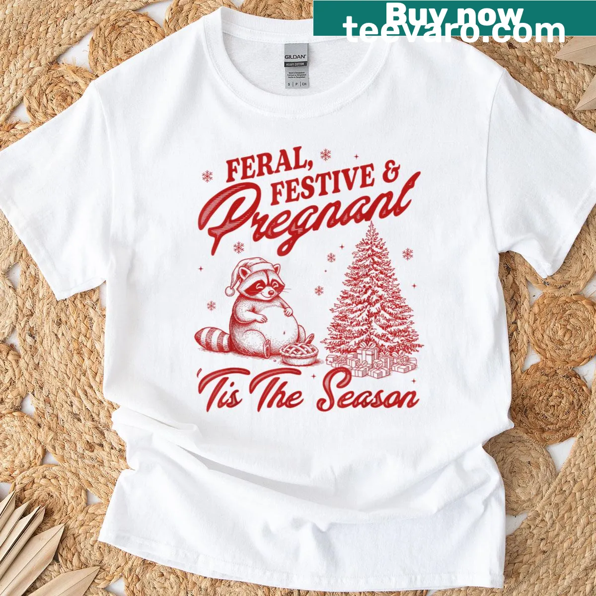 Vintage-style Christmas shirt for pregnant women with festive text — on a men's t-shirt