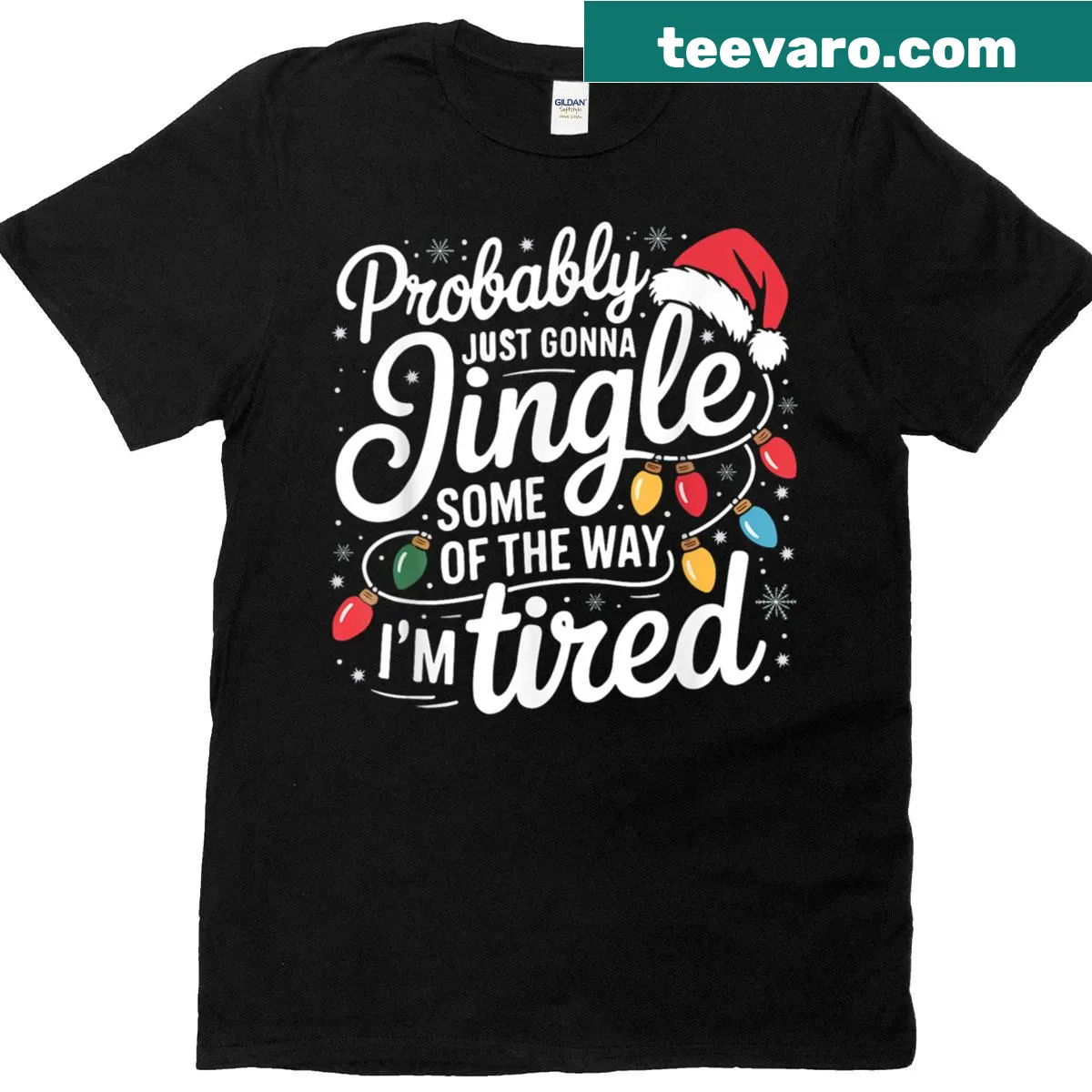Funny Christmas T-shirt with the phrase about holiday tiredness — on a men's t-shirt