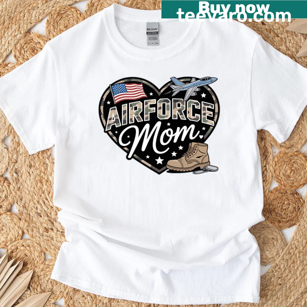Heartfelt T-shirt for proud Air Force moms — on a men's t-shirt