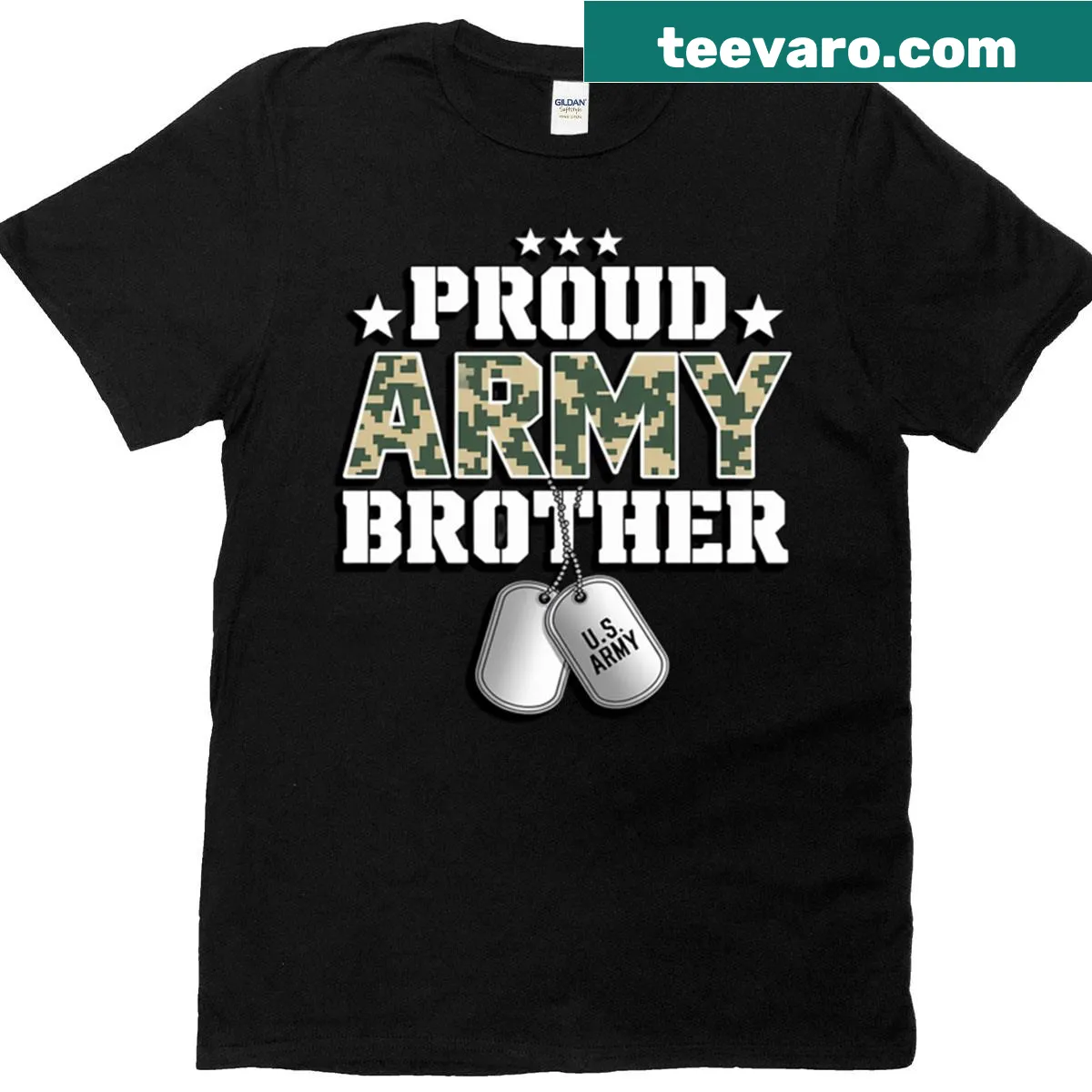 Proud Army Brother T-shirt with bold typography — on a men's t-shirt