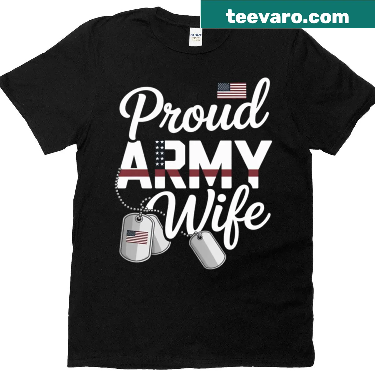 Proud Army Wife T-shirt with bold graduation design — on a men's t-shirt