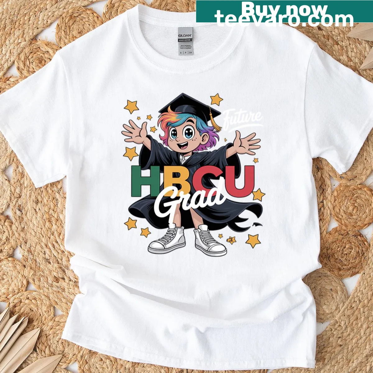 Illustration of a dabbing girl celebrating graduation on a t-shirt — on a men's t-shirt