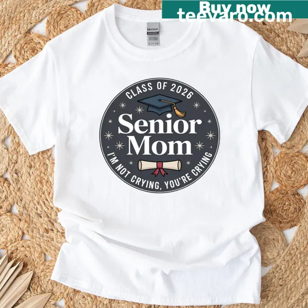 Playful typography design for senior moms on a graduation t-shirt