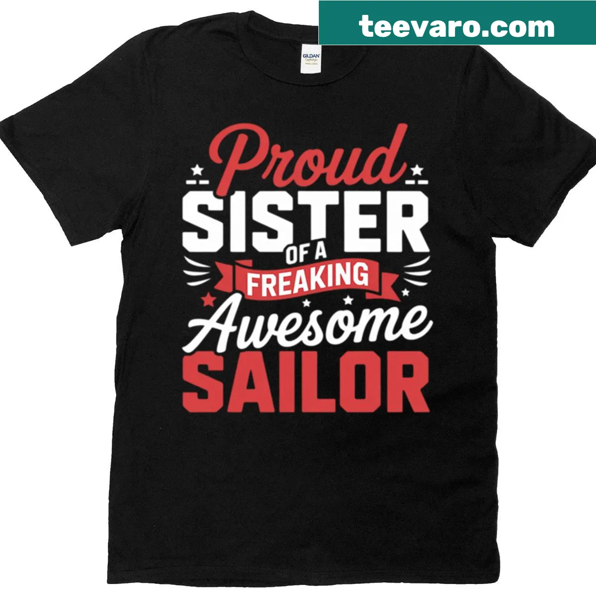 Proud sister of a sailor graphic tee — on a men's t-shirt