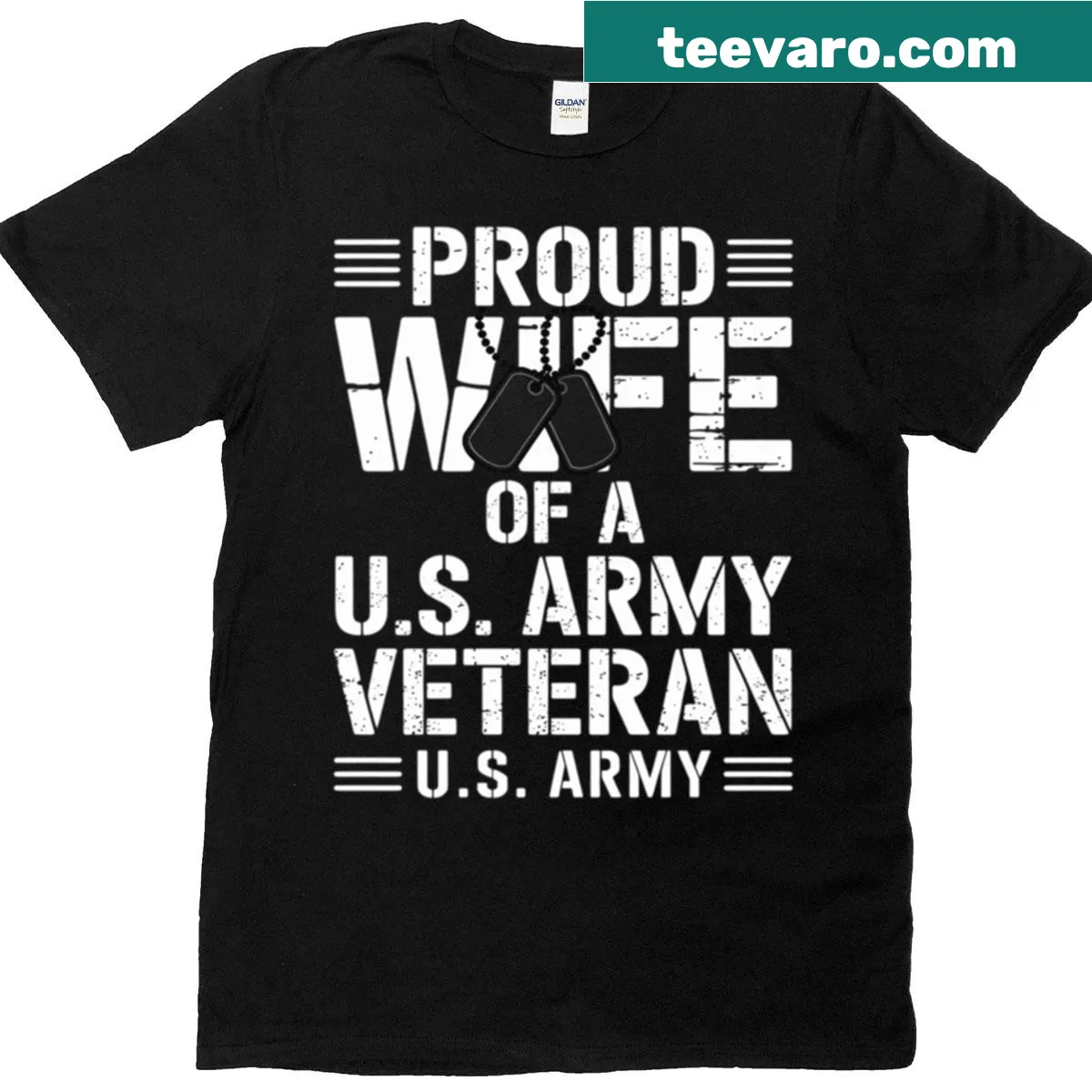 Proud wife of a US Army veteran graphic tee — on a men's t-shirt