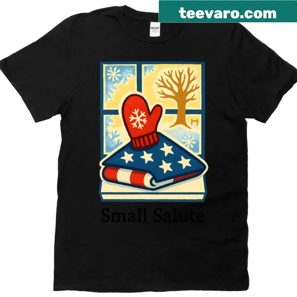 Red mitten design with American flag for winter memorials